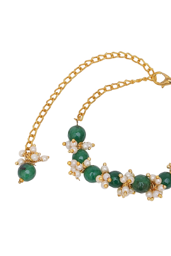 Gold Finish Stone & Pearl Bracelet by Ruby Raang Kids at Pernia's Pop Up Shop