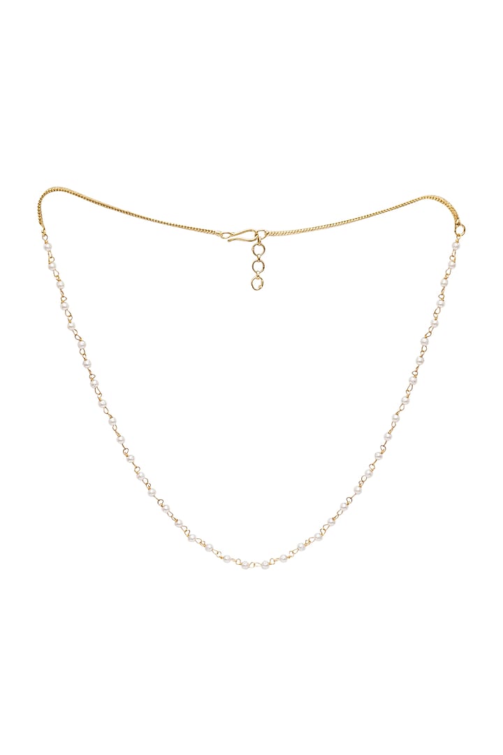 Gold Finish Pearl Necklace by Ruby Raang Kids at Pernia's Pop Up Shop
