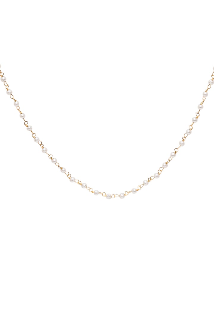 Gold Finish Pearl Necklace by Ruby Raang Kids at Pernia's Pop Up Shop