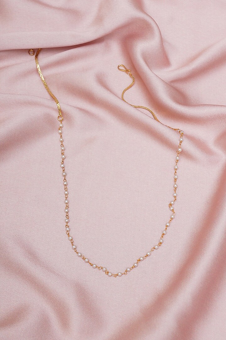 Gold Finish Pearl Necklace by Ruby Raang Kids at Pernia's Pop Up Shop