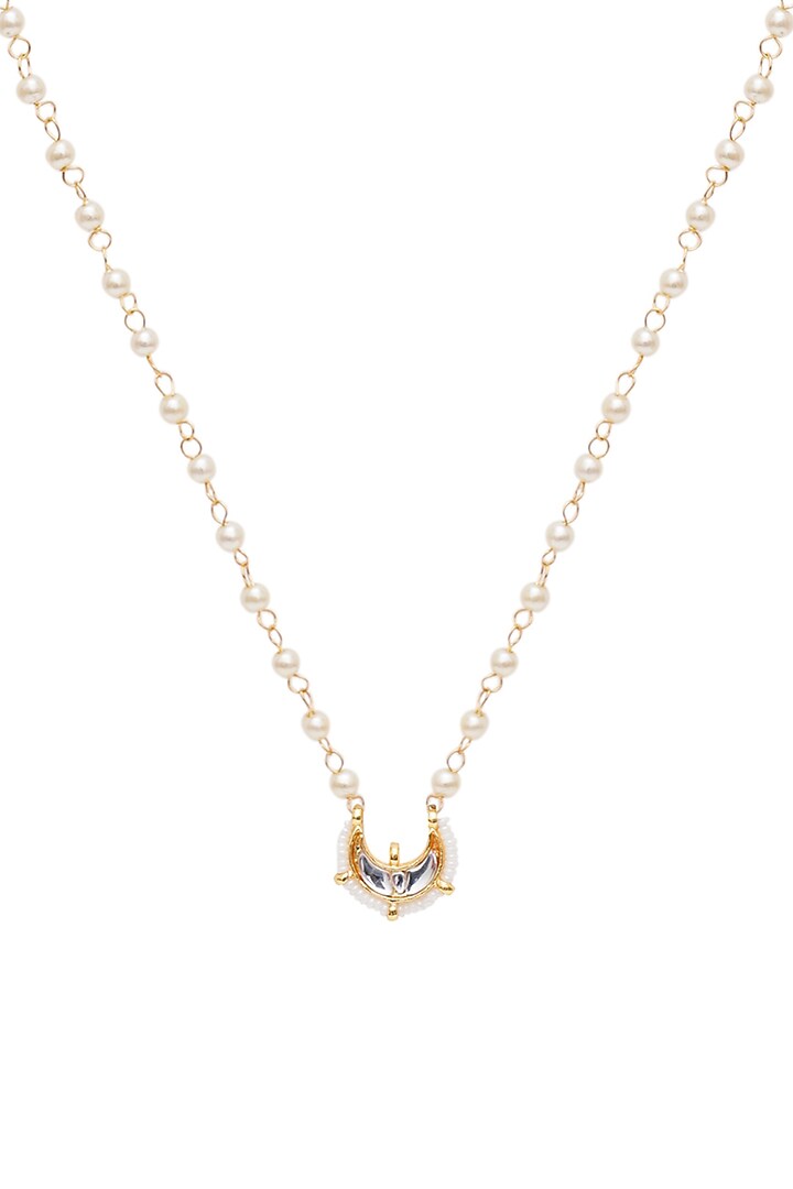 Gold Finish Kundan Polki & Pearl Necklace by Ruby Raang Kids at Pernia's Pop Up Shop
