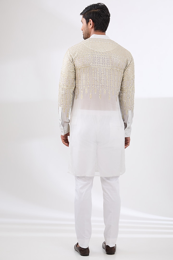 Pale Blue Georgette Embroidered Kurta Set by Rabani & Rakha Men at Pernia's Pop Up Shop