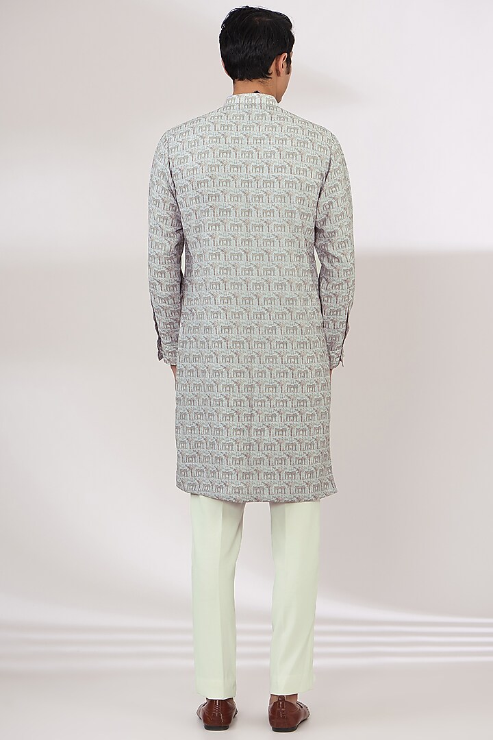 Grey Sheeting & Georgette Sequins Embroidered Kurta Set by Rabani & Rakha Men at Pernia's Pop Up Shop