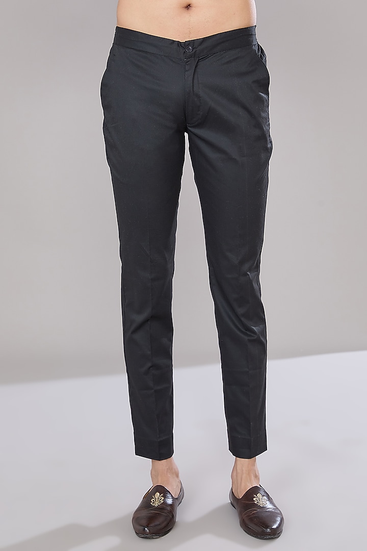 Black Crepe Printed Kurta Set by Rabani & Rakha Men at Pernia's Pop Up Shop
