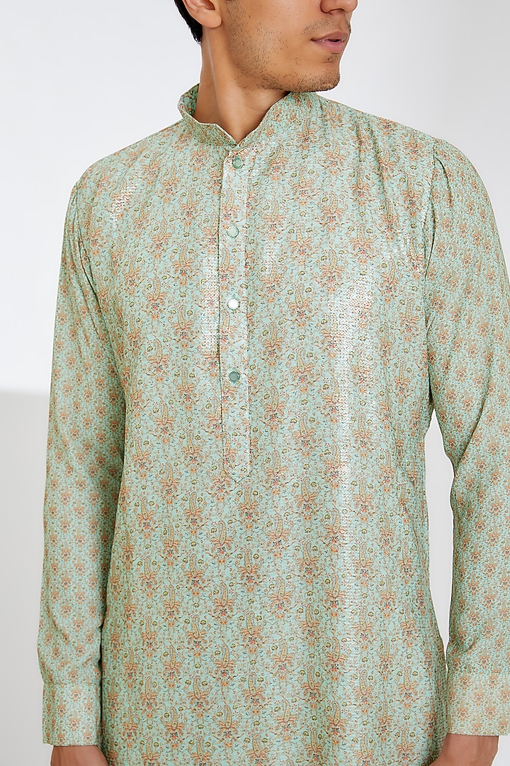 Multi-Colored Crepe Printed Kurta Set by Rabani & Rakha Men at Pernia's Pop Up Shop