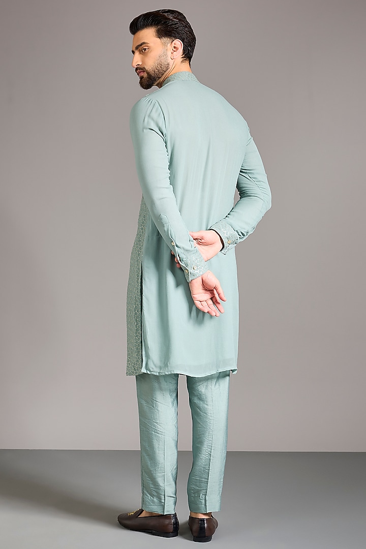 Asparagus Georgette Sequins Work Kurta Set by Rabani & Rakha Men at Pernia's Pop Up Shop