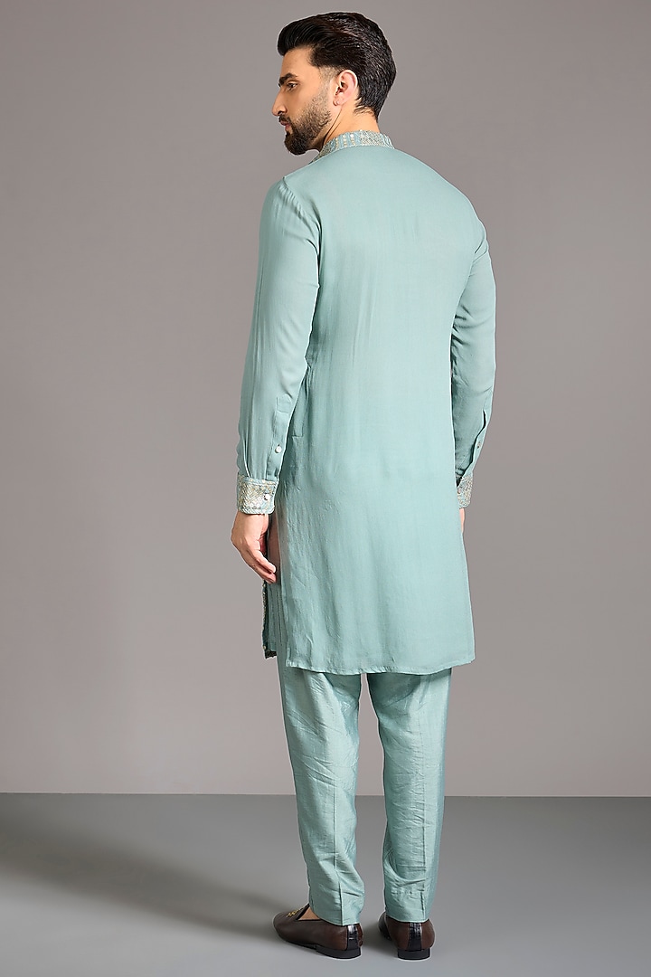 Asparagus Georgette Sequins Work Kurta Set by Rabani & Rakha Men at Pernia's Pop Up Shop