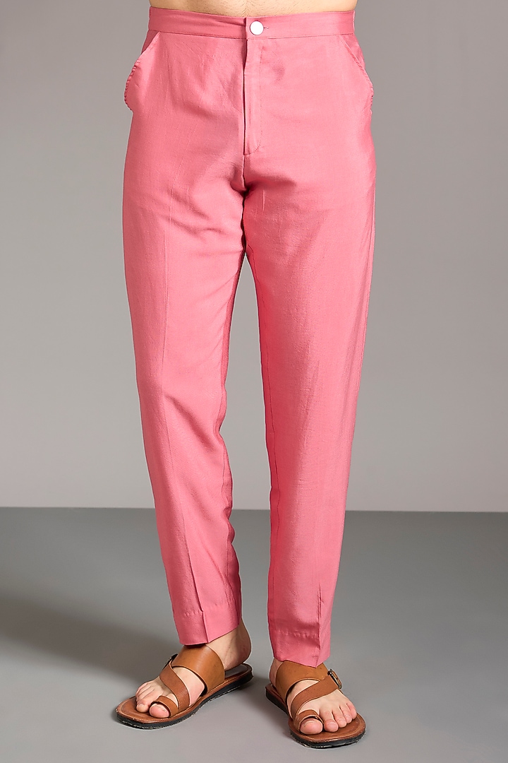 Rose Pink Georgette Sequins Embroidered Kurta Set by Rabani & Rakha Men at Pernia's Pop Up Shop