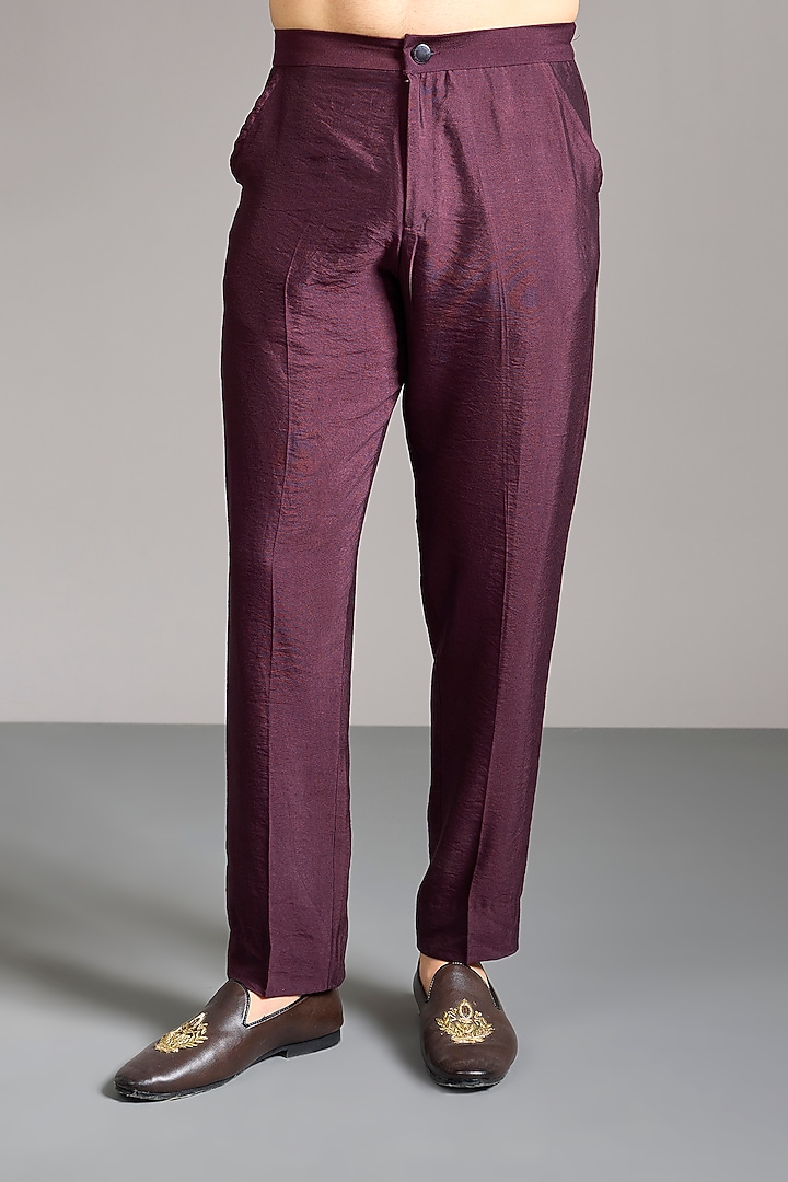Oxblood Georgette Sequins Embroidered Kurta Set by Rabani & Rakha Men at Pernia's Pop Up Shop