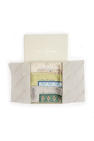 Satin Printed Pocket Square Gift Box (Set of 3) by Rabani & Rakha Men