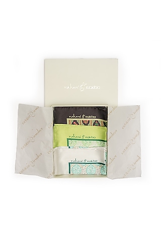 Satin Printed Pocket Square Gift Box (Set of 3) by Rabani & Rakha Men