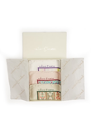 Satin Printed Pocket Square Gift Box (Set of 3) by Rabani & Rakha Men