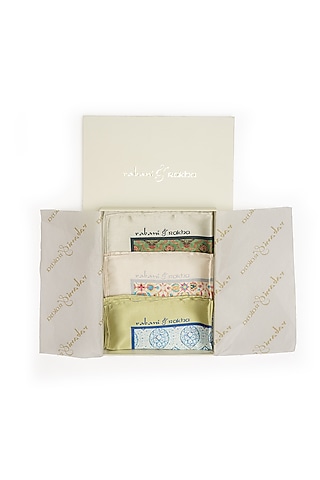 Satin Printed Pocket Square Gift Box (Set of 3) by Rabani & Rakha Men