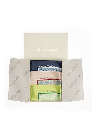Satin Printed Pocket Square Gift Box (Set of 3) by Rabani & Rakha Men