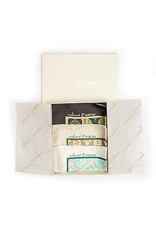 Satin Printed Pocket Square Gift Box (Set of 3) by Rabani & Rakha Men