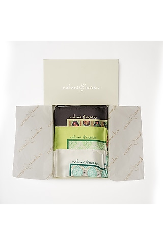 Satin Printed Pocket Square Gift Box (Set of 3) by Rabani & Rakha Men