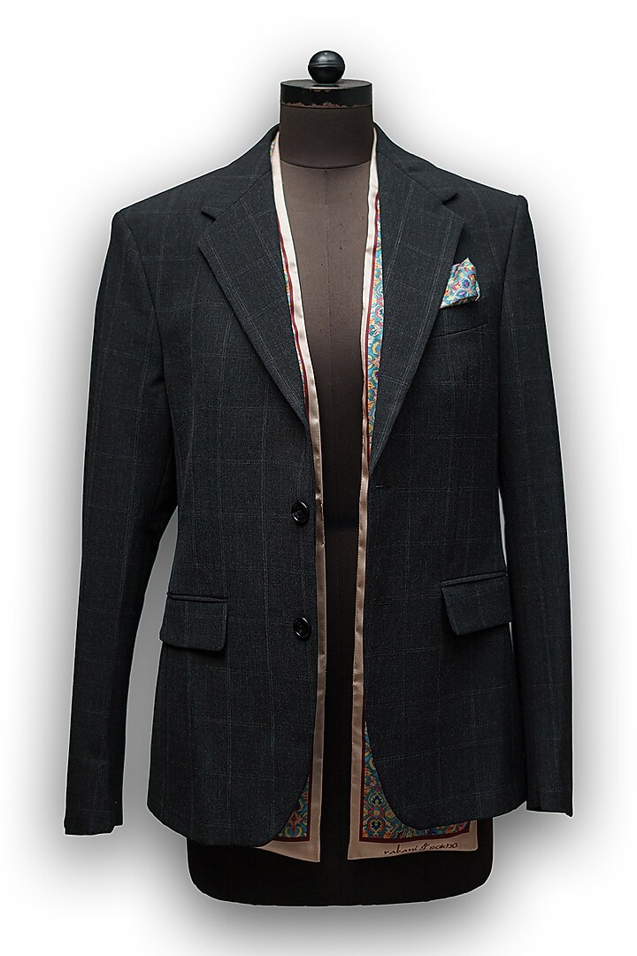 Turquoise Satin Printed Pocket Square & Neck Stole Gift Box by Rabani & Rakha Men at Pernia's Pop Up Shop