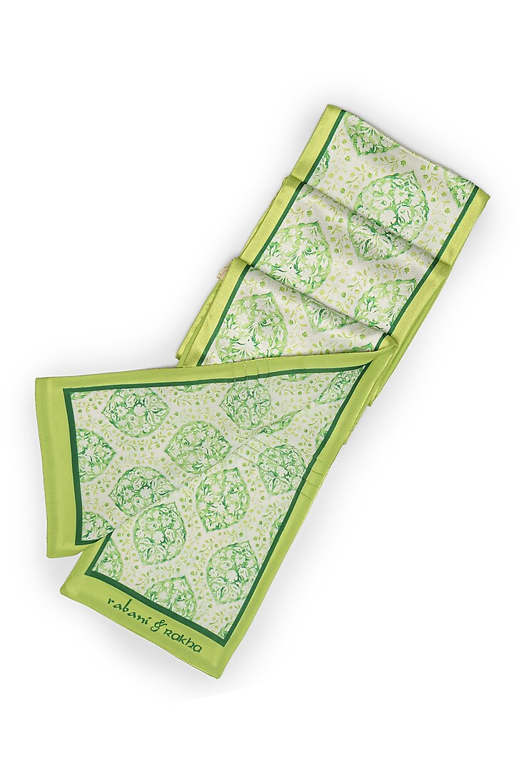 Lime Satin Printed Pocket Square & Neck Stole Gift Box by Rabani & Rakha Men at Pernia's Pop Up Shop