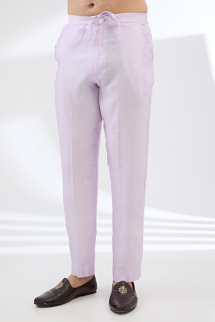 Pink Silk Printed & Thread Embroidered Kurta Set by Rabani & Rakha Men at Pernia's Pop Up Shop