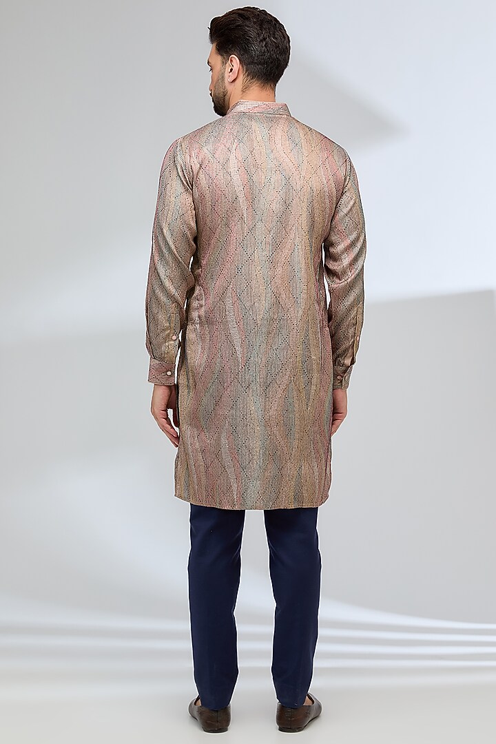 Taupe Georgette Thread Embroidered Kurta Set by Rabani & Rakha Men at Pernia's Pop Up Shop