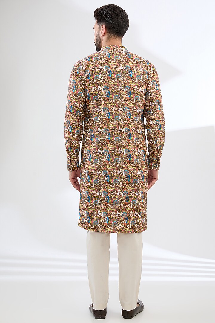 Multi-Colored Georgette Printed Kurta Set by Rabani & Rakha Men at Pernia's Pop Up Shop