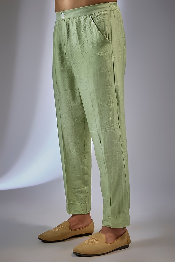 Sage Green Georgette Sequin Embroidered Kurta Set by Rabani & Rakha Men at Pernia's Pop Up Shop