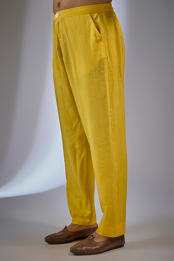 Yellow Georgette Sequin Embroidered Kurta Set by Rabani & Rakha Men at Pernia's Pop Up Shop