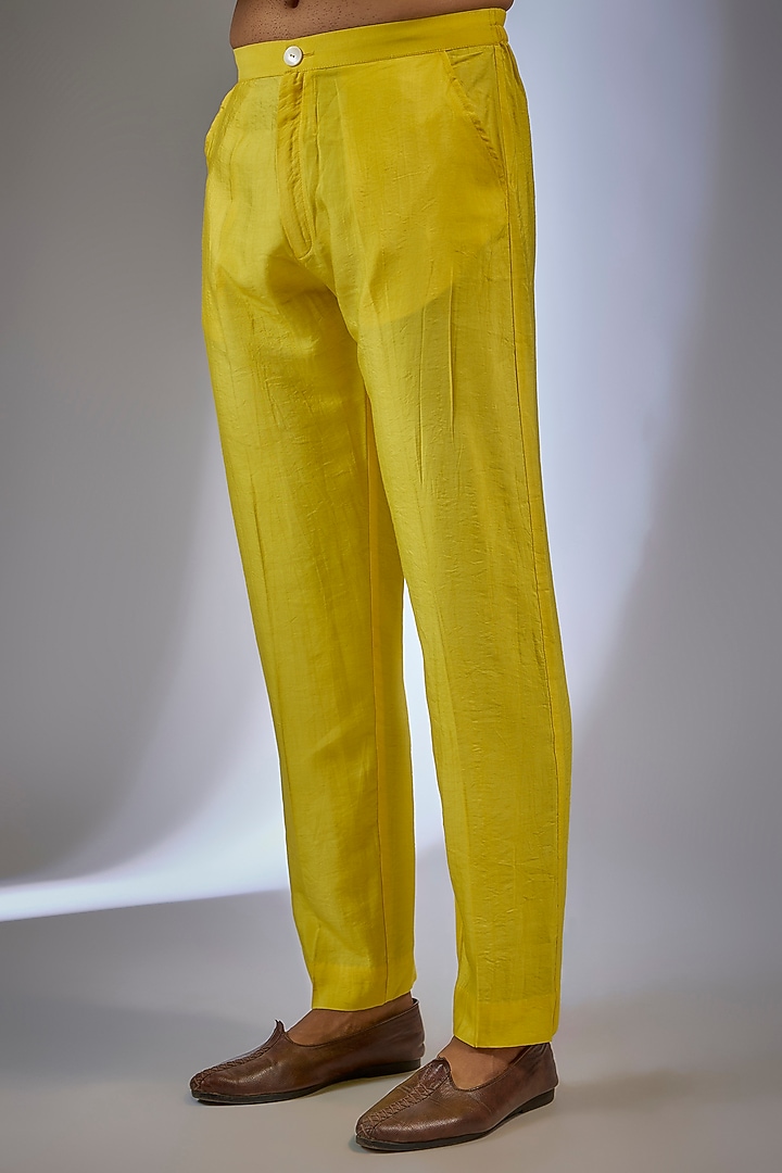 Yellow Georgette Sequin Embroidered Kurta Set by Rabani & Rakha Men at Pernia's Pop Up Shop