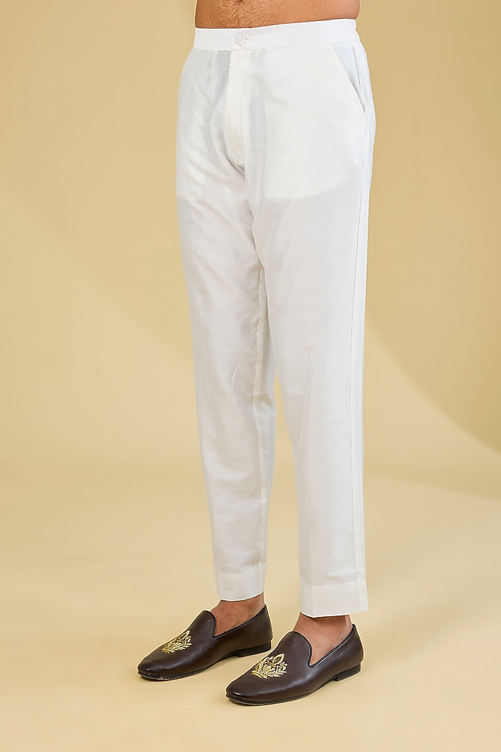 Ivory Georgette Mirror Embroidered Kurta Set by Rabani & Rakha Men at Pernia's Pop Up Shop