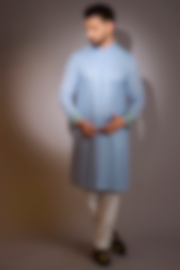 Pale Blue Georgette Sequins Work Kurta Set by Rabani & Rakha Men at Pernia's Pop Up Shop