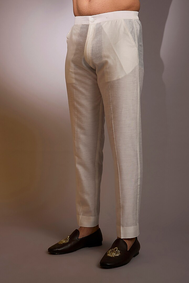 Off-White Net Threadwork Bundi Jacket Set by Rabani & Rakha Men at Pernia's Pop Up Shop