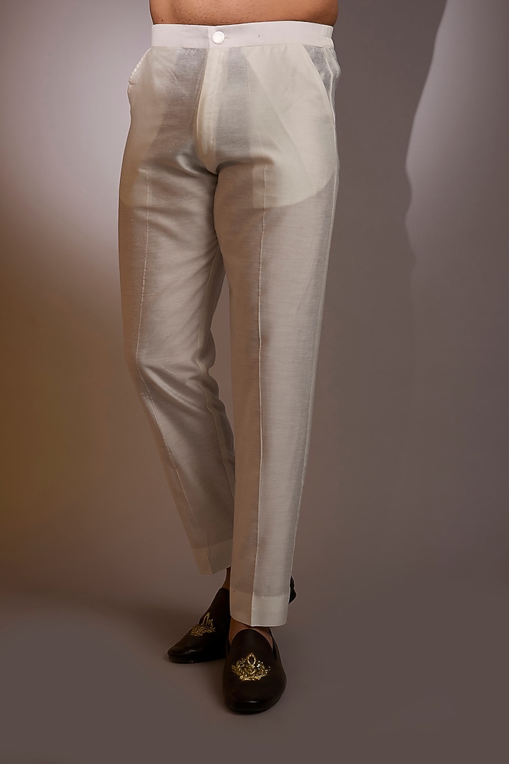 Off-White Net Mirror Work Kurta Set by Rabani & Rakha Men at Pernia's Pop Up Shop
