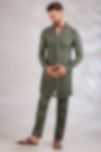 Moss Green Georgette Kurta Set by Rabani & Rakha Men at Pernia's Pop Up Shop