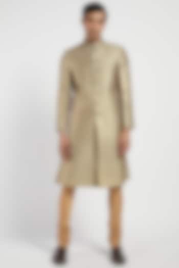 Golden Embroidered Wedding Sherwani Set by Rabani & Rakha Men at Pernia's Pop Up Shop