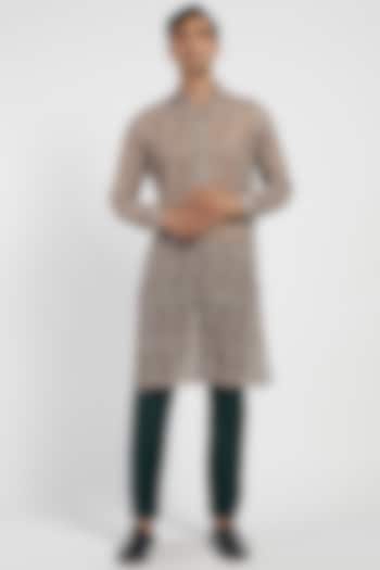 Multi-Colored Foil Georgette Mughal Printed Kurta Set by Rabani & Rakha Men at Pernia's Pop Up Shop