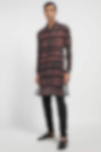 Black Printed Kurta Set by Rabani & Rakha Men at Pernia's Pop Up Shop