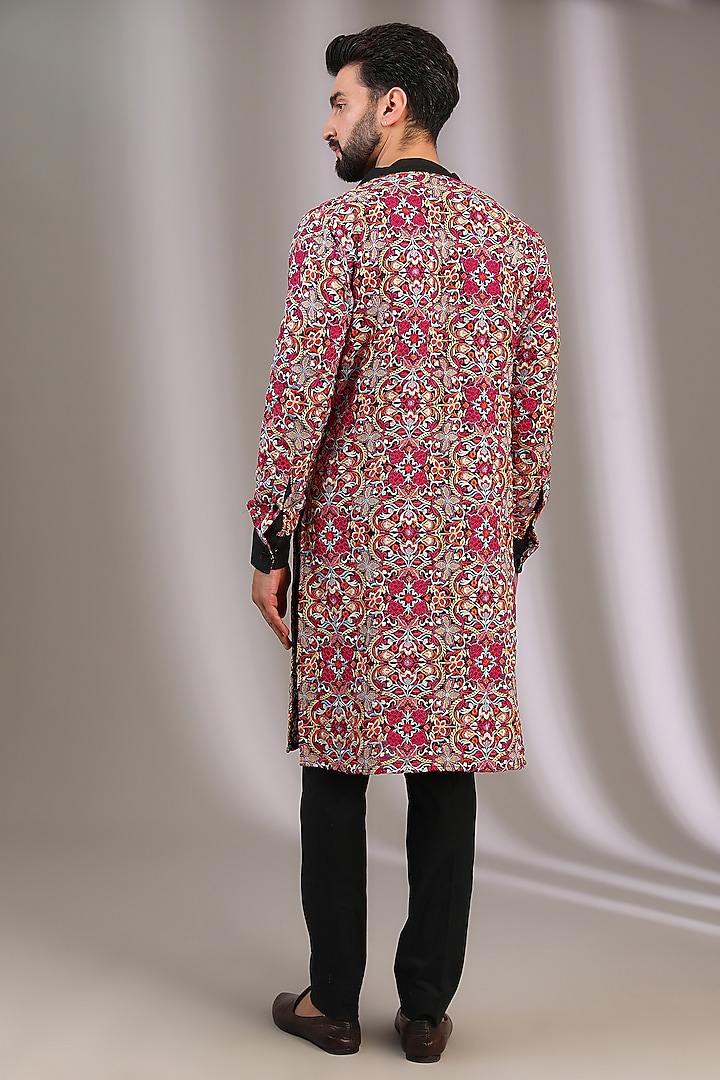 Black Georgette Resham Jaal Work Kurta Set by Rabani & Rakha Men at Pernia's Pop Up Shop