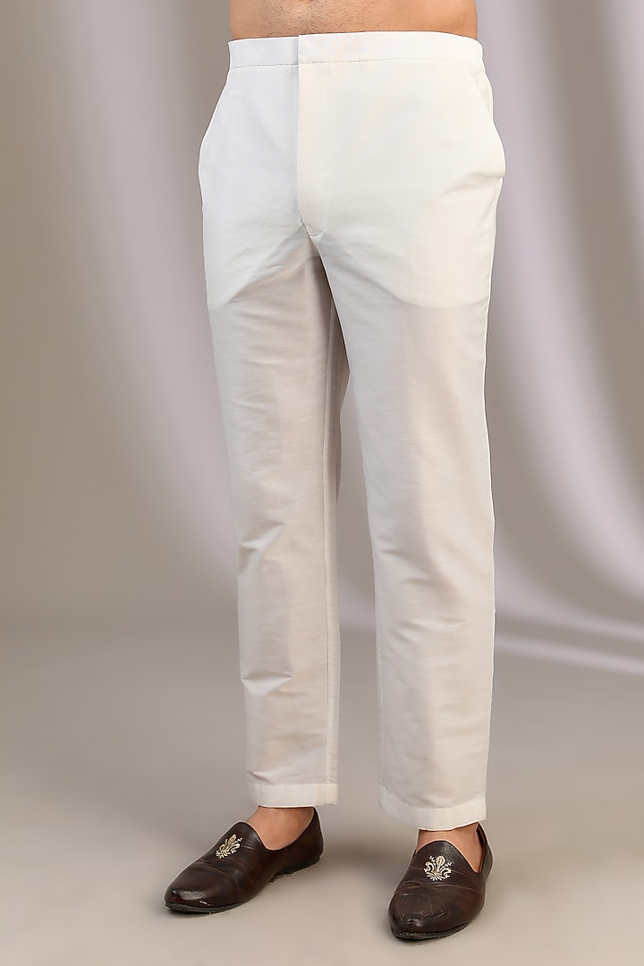 Ivory Georgette Mirror Work Kurta Set by Rabani & Rakha Men at Pernia's Pop Up Shop
