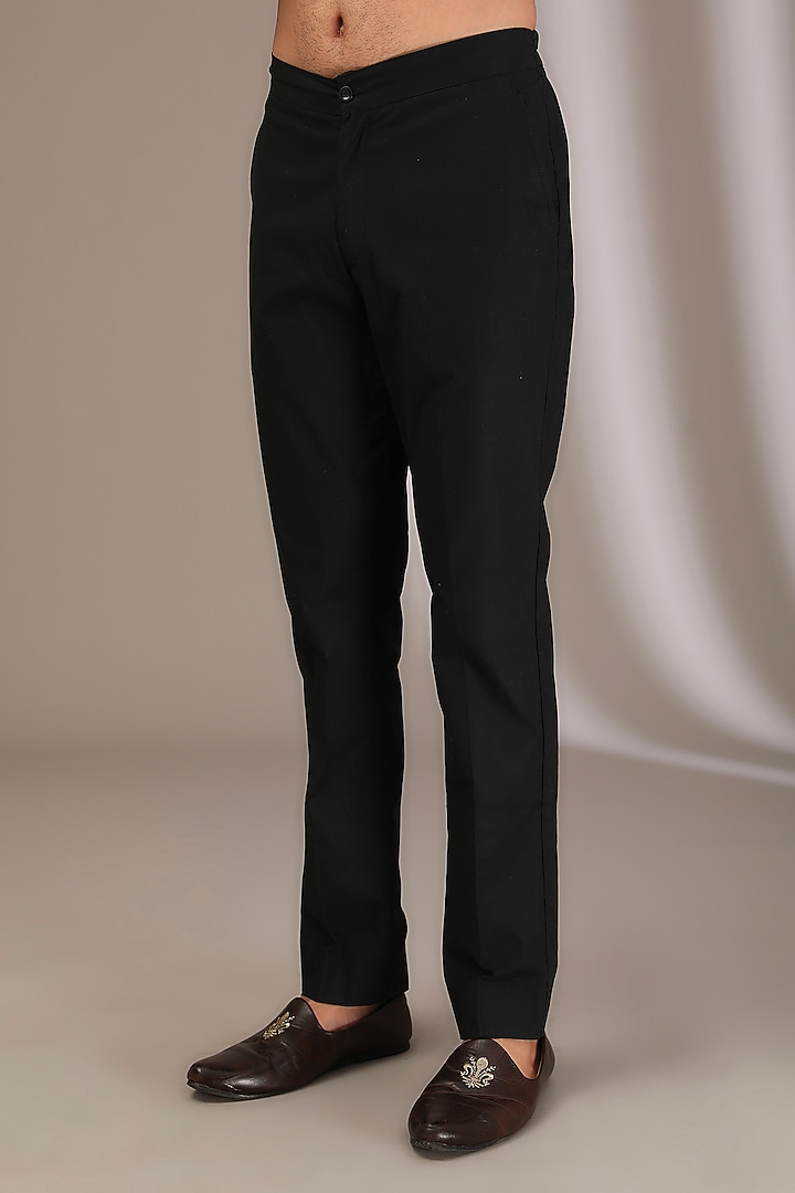 Black Georgette Thread & Sequins Embroidered Bundi Jacket Set by Rabani & Rakha Men at Pernia's Pop Up Shop