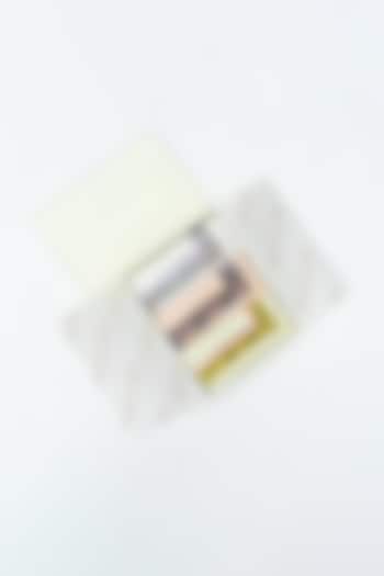 White, Peach, & Cream Printed Pocket Square Set by Rabani & Rakha Men