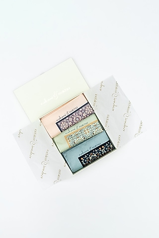 Blush, Mint, & Blue Printed Pocket Square Set by Rabani & Rakha Men