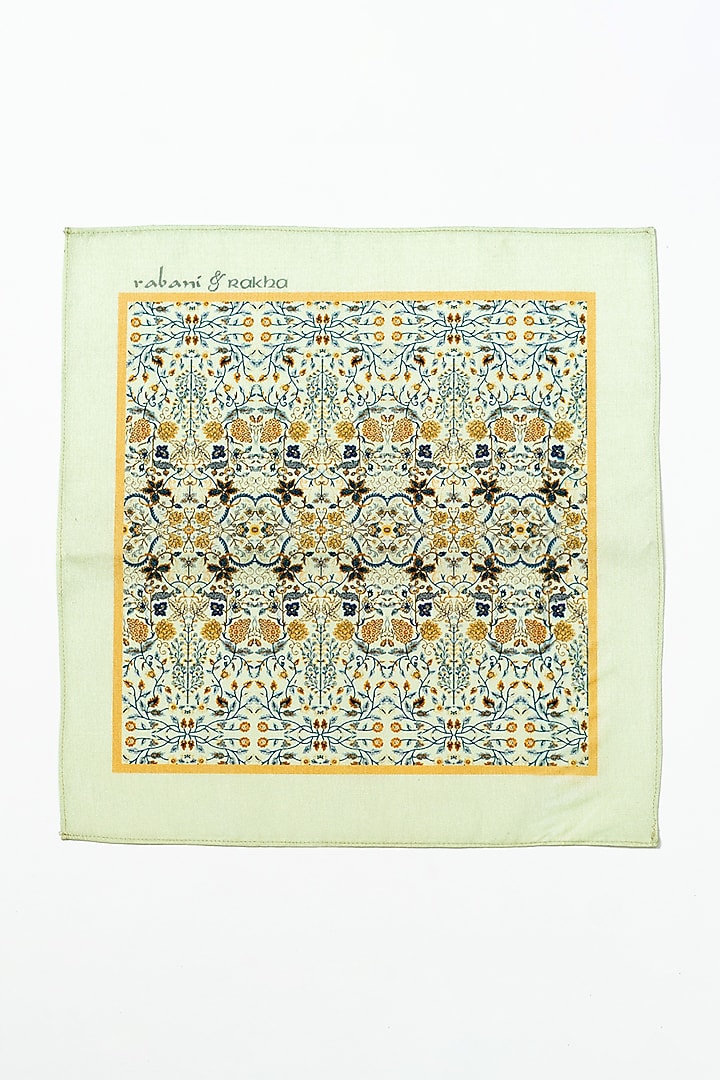 Blush, Mint, & Blue Printed Pocket Square Set by Rabani & Rakha Men at Pernia's Pop Up Shop
