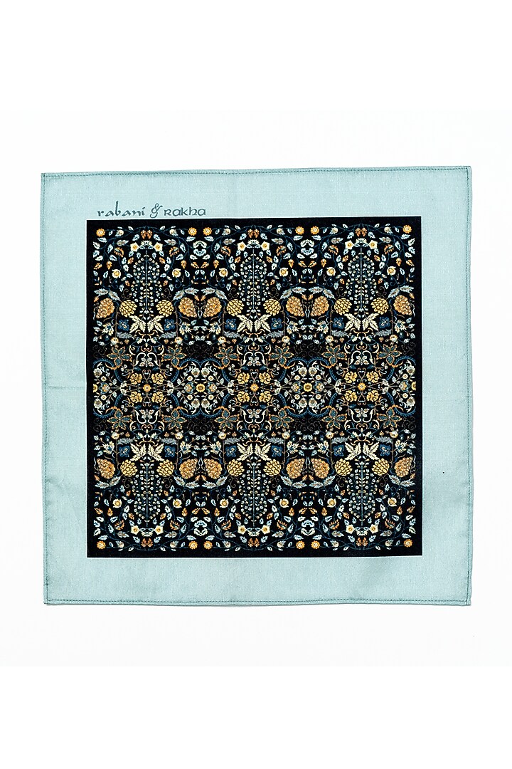 Blush, Mint, & Blue Printed Pocket Square Set by Rabani & Rakha Men at Pernia's Pop Up Shop
