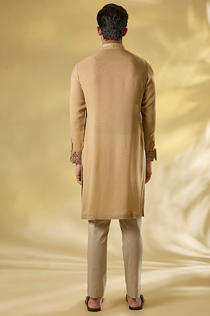 Gold Georgette Sequins Embroidered Kurta Set by Rabani & Rakha Men at Pernia's Pop Up Shop