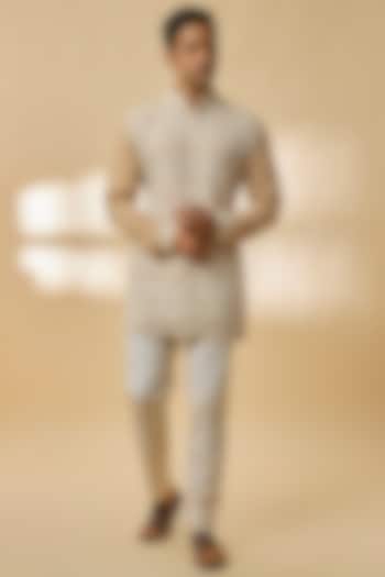 Beige Silk Kurta by Rabani & Rakha Men at Pernia's Pop Up Shop