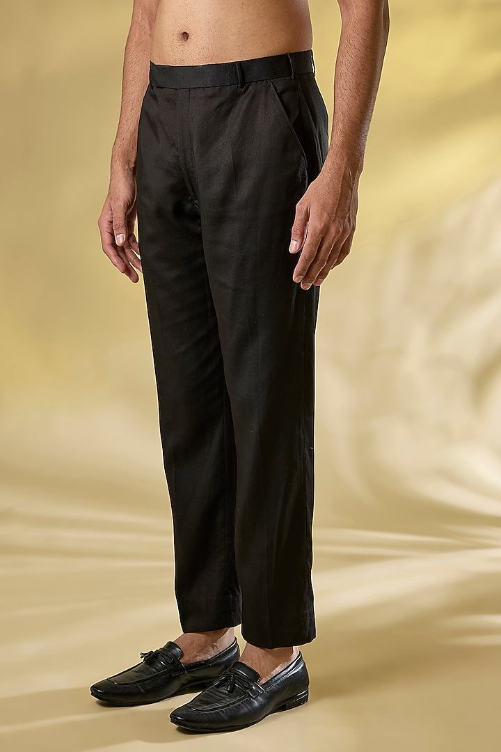 Black Silk Zari Embroidered Indo-Western Jacket Set by Rabani & Rakha Men at Pernia's Pop Up Shop