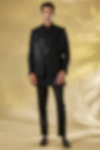 Black Silk Sequins Work Indo-Western Jacket Set by Rabani & Rakha Men at Pernia's Pop Up Shop