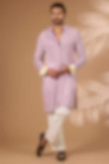 Lilac Georgette Thread Embroidered Kurta Set by Rabani & Rakha Men at Pernia's Pop Up Shop