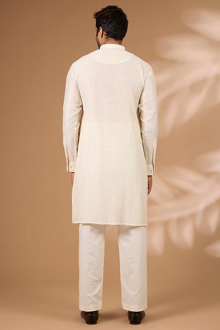 Lime Green Georgette Sequins Embroidered Bundi Jacket Set by Rabani & Rakha Men at Pernia's Pop Up Shop