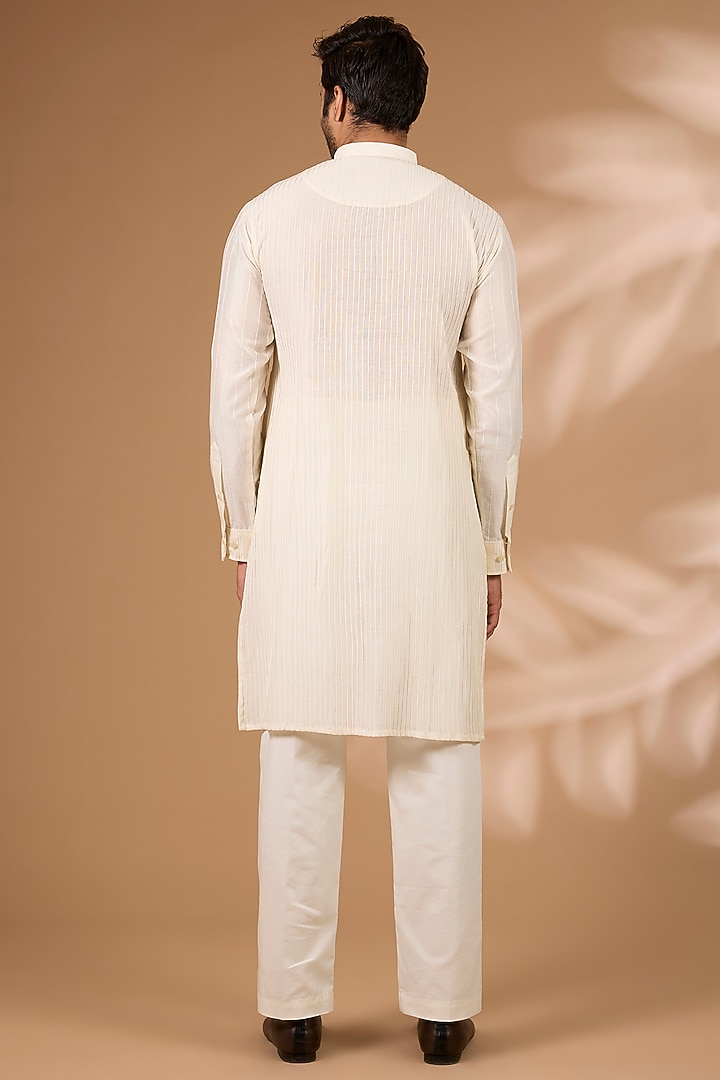 Sage Green Georgette Sequins Embroidered Bundi Jacket Set by Rabani & Rakha Men at Pernia's Pop Up Shop
